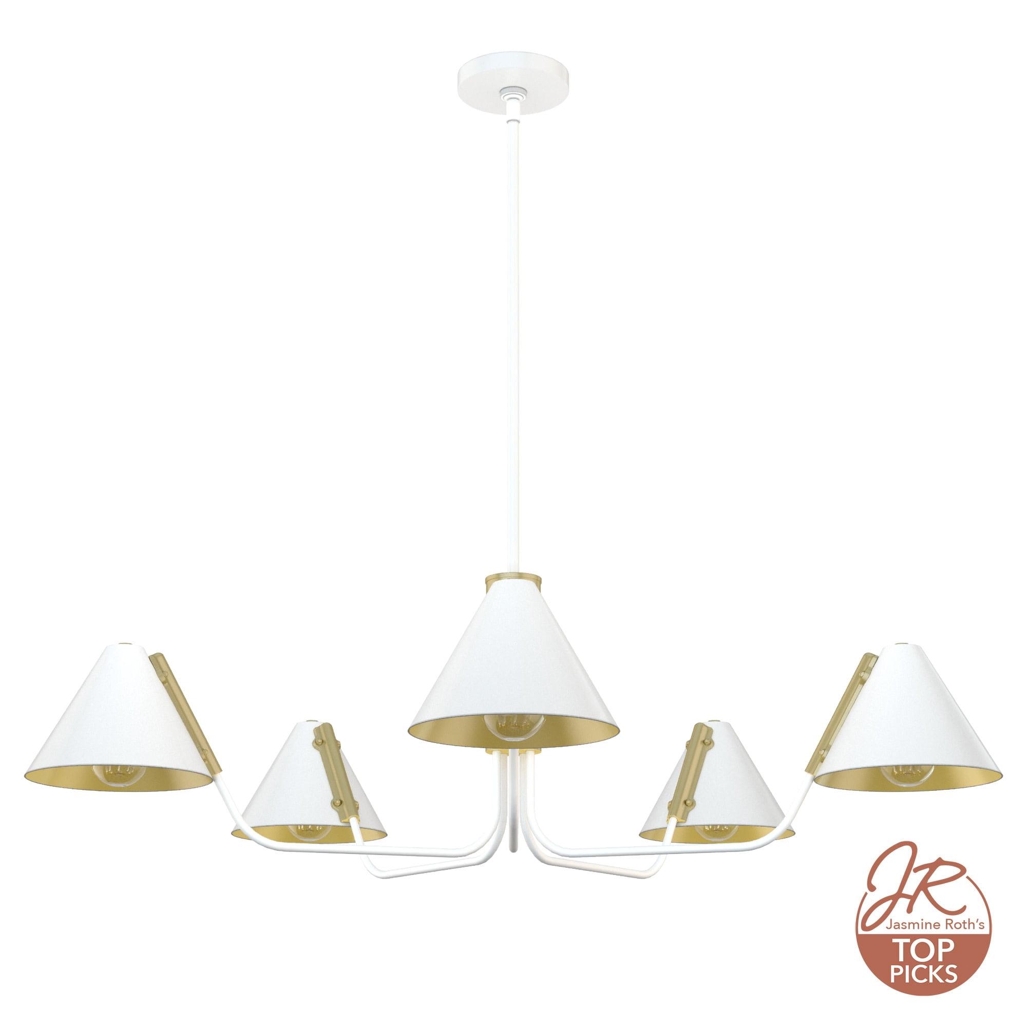 Grove Isle Geometric 5-Light Chandelier in Matte White