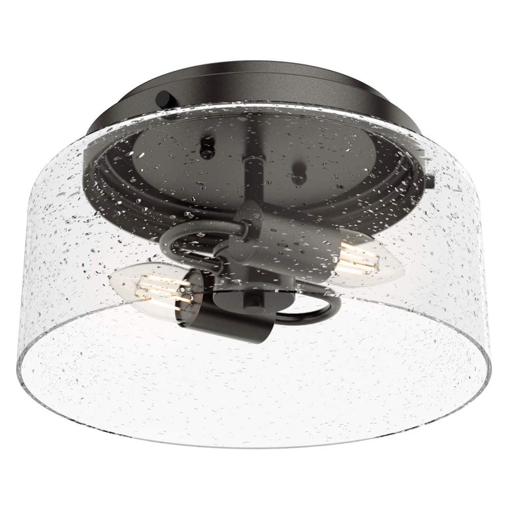 Hartland Noble Bronze Seeded Glass 11.5" LED Flush Mount Light