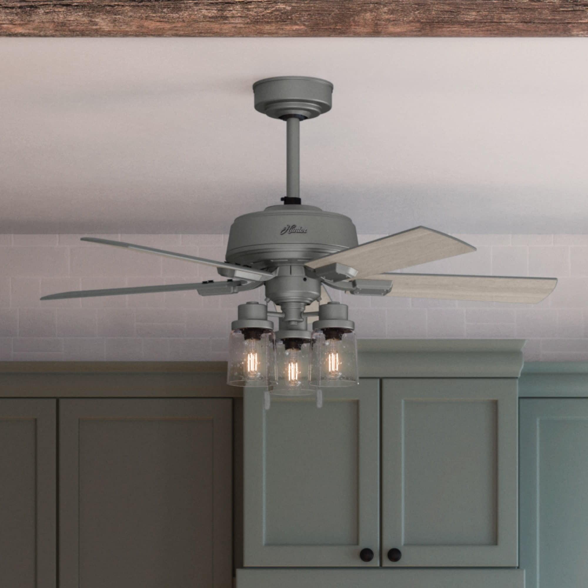 Hunter Fan 44" Hartland 5 - Blade Modern Farmhouse Indoor Ceiling Fan with Lights and Pull Chains