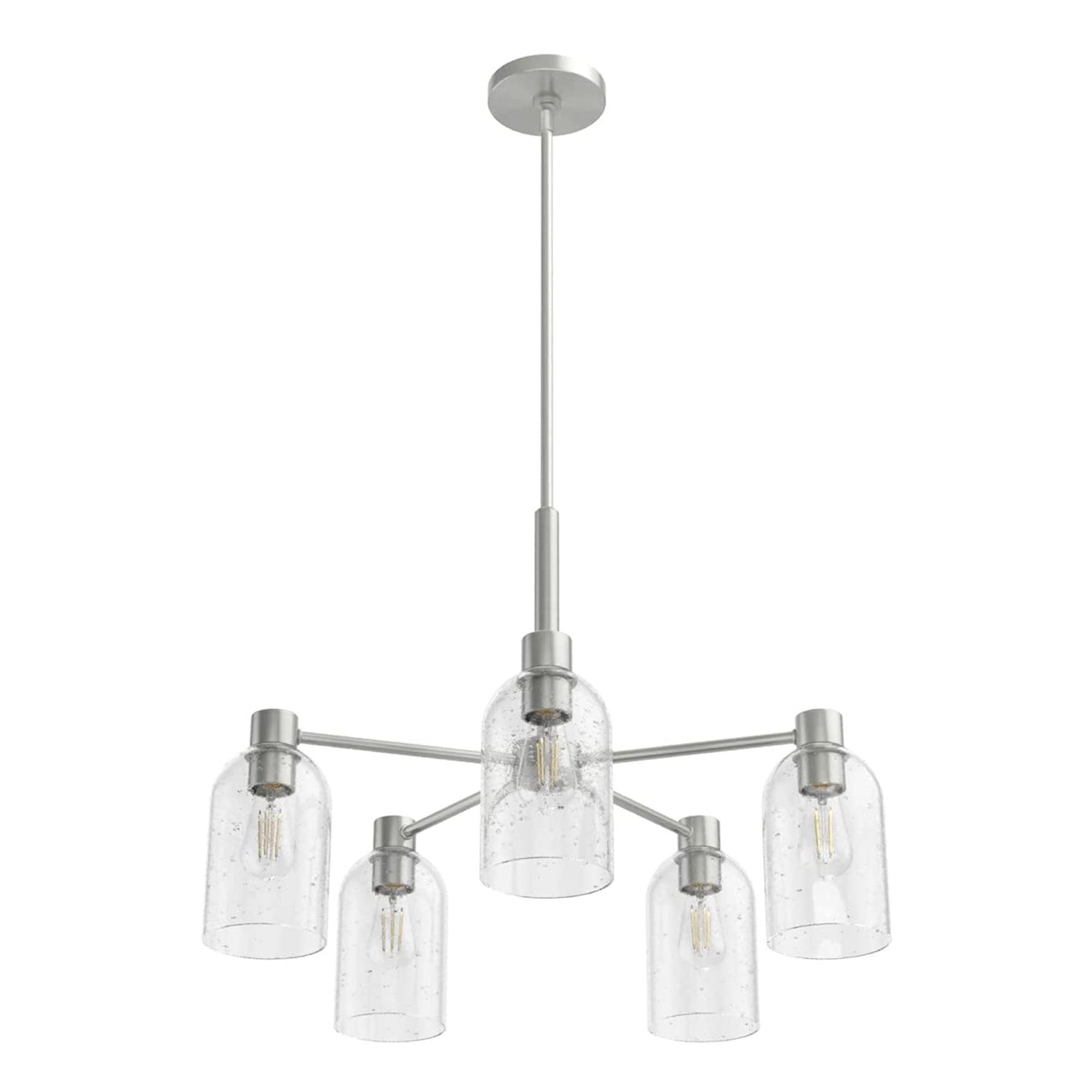 Lochemeade 5-Light Brushed Nickel Seeded Glass Chandelier