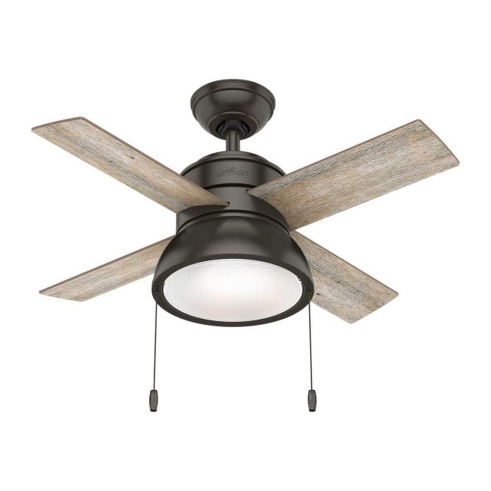 36'' Loki 4 - Blade Standard Ceiling Fan with Pull Chain and Light Kit Included