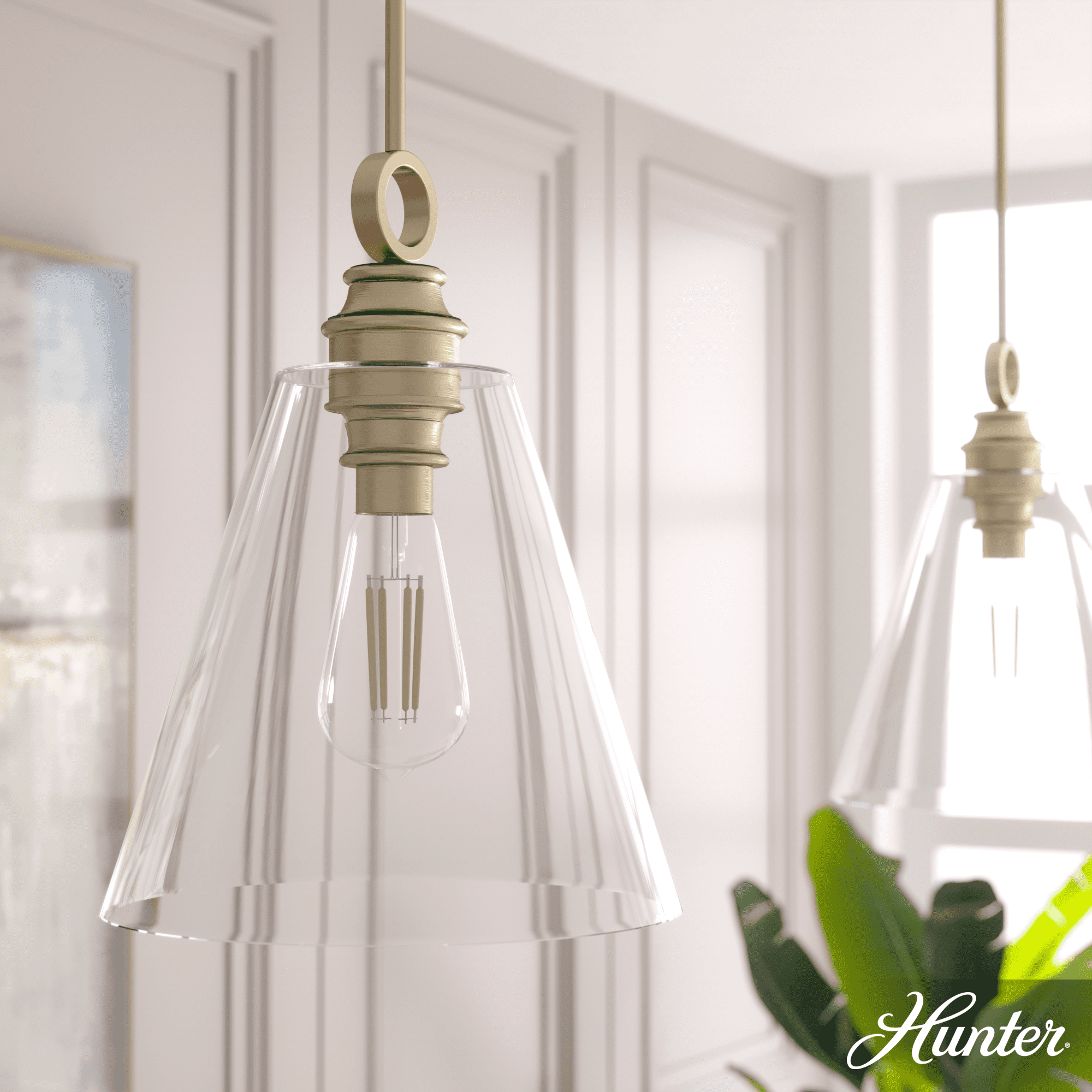 Hunter Fan Klein 1 Light Glass Cone Pendant