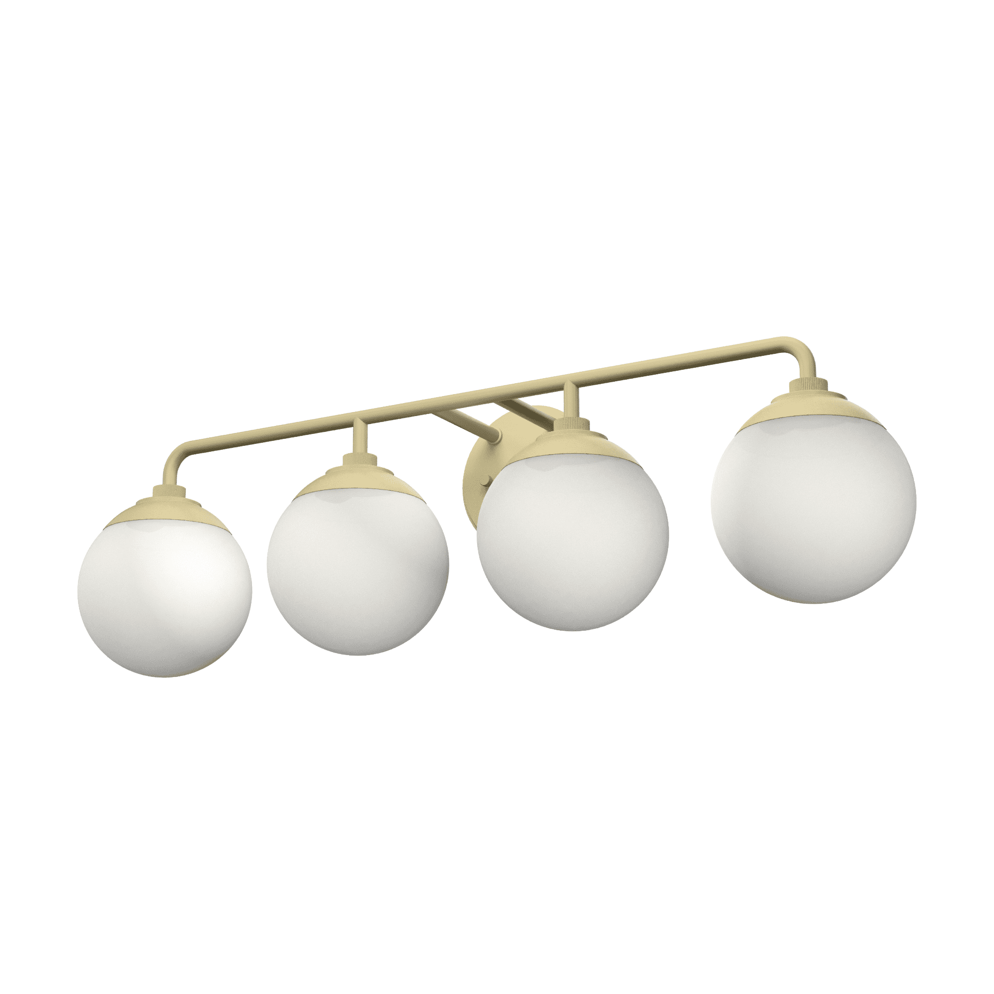 Hepburn Modern Brass 4-Light Vanity with White Glass