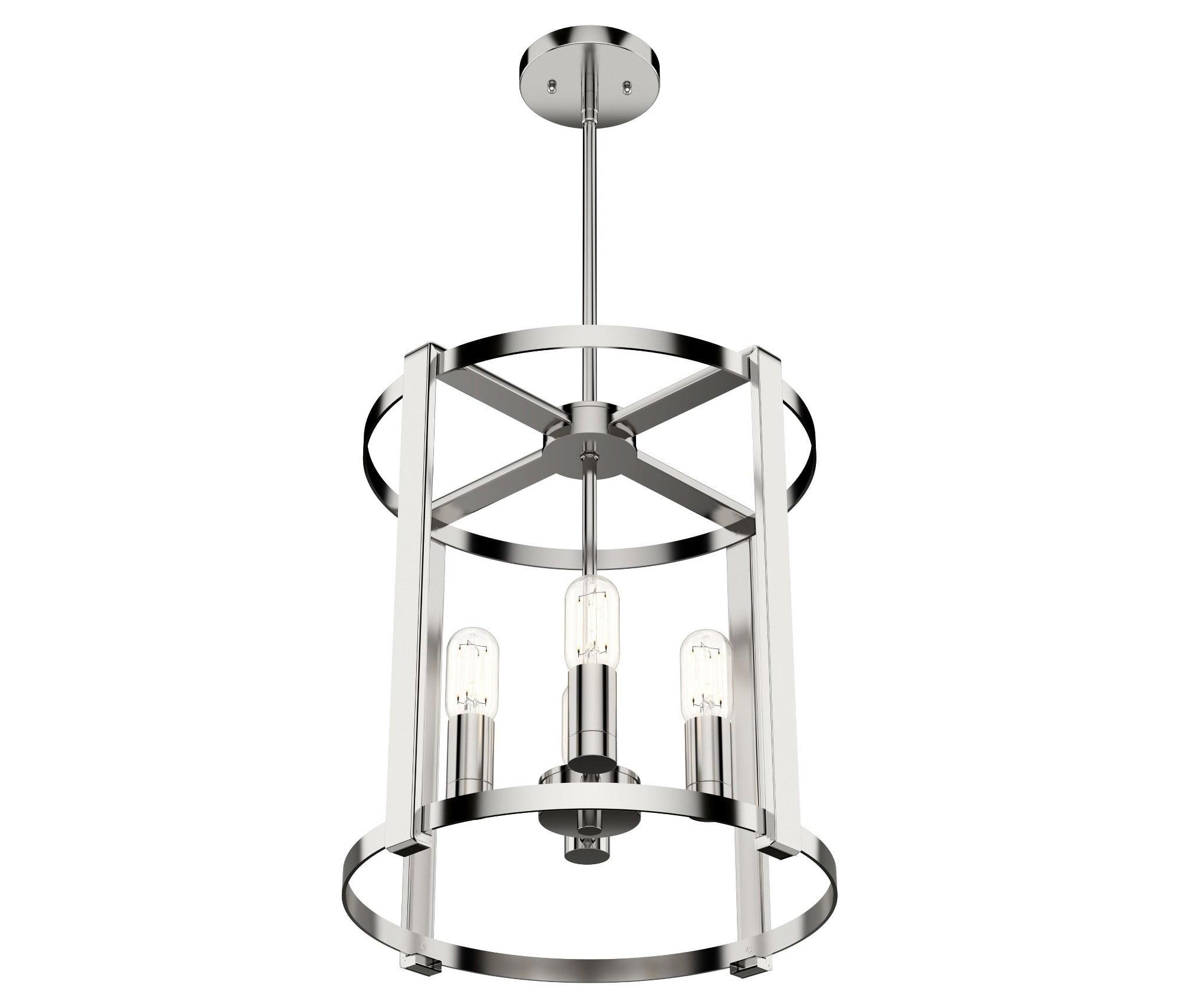 19002-Hunter Fans-Astwood 4-Light Lantern Chandelier in Caged Style-16 Inches Wide by 25.5 Inches High-Polished Nickel Finish