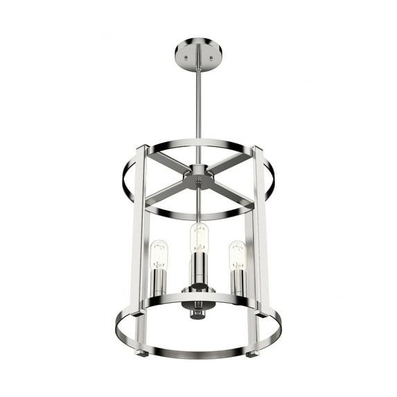 19002-Hunter Fans-Astwood 4-Light Lantern Chandelier in Caged Style-16 Inches Wide by 25.5 Inches High-Polished Nickel Finish