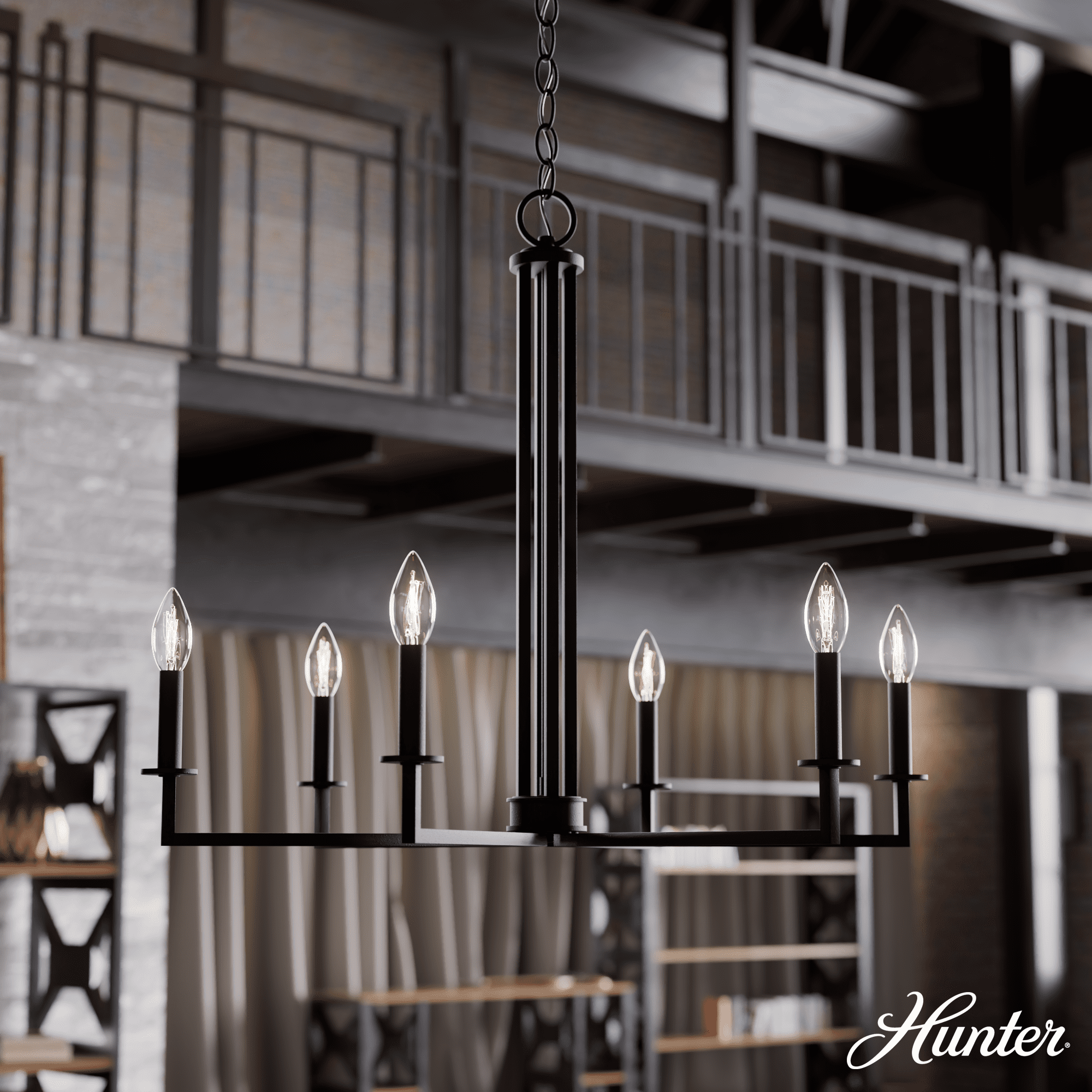 Hunter Fan 6 - Light Geometric Classic Chandelier