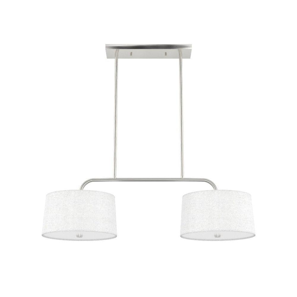 Cottage Hill Brushed Nickel 4-Light Linear Island Pendant with Off-White Linen Shade