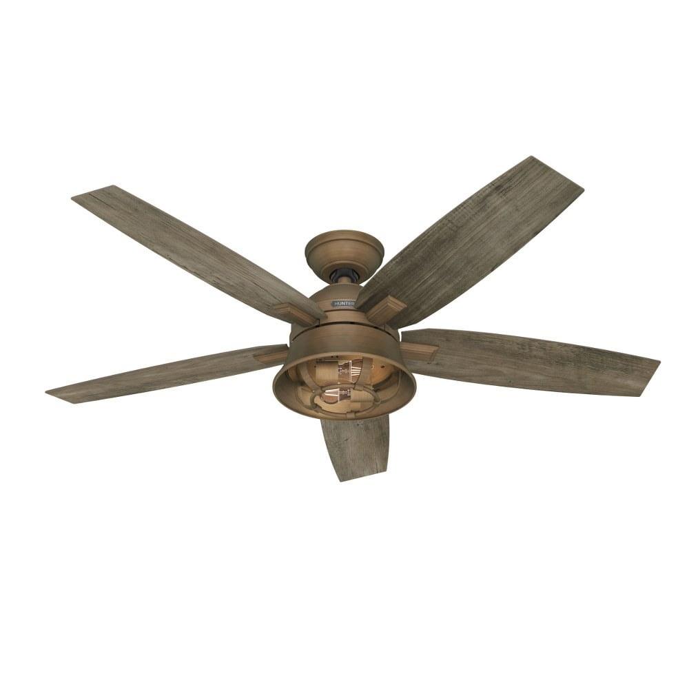 Hampshire 52" Weathered Copper Ceiling Fan with Grey Pine Blades and LED