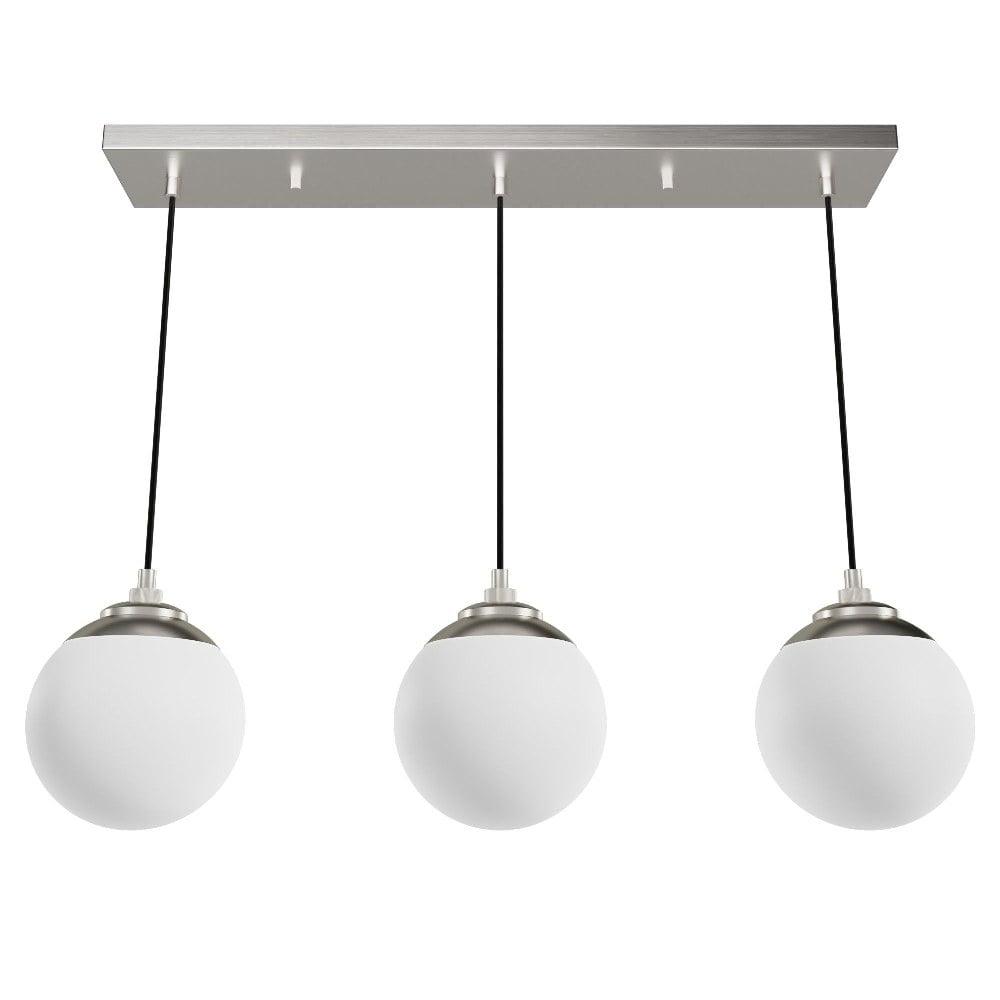 Hepburn 31'' Brushed Nickel Linear Cluster Pendant with White Glass Orbs