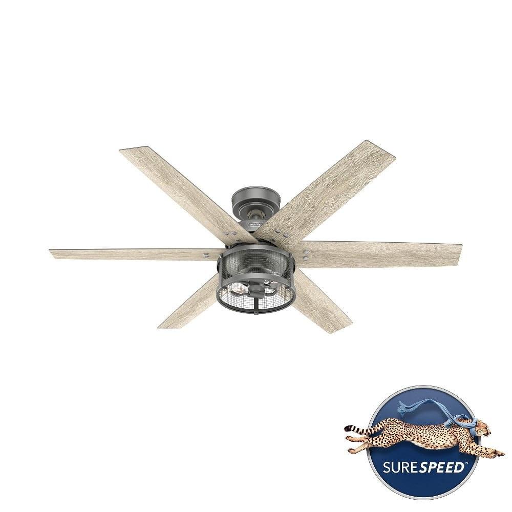 52" Houston 6 - Blade Ceiling Fan With LED Light Kit And Handheld Remote