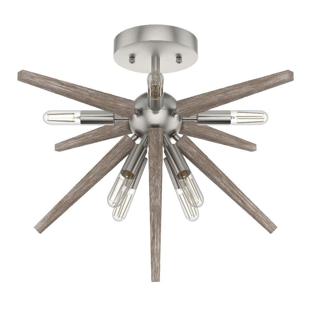 Jupiter Star Brushed Nickel 8-Light Modern Semi-Flush Ceiling Fixture