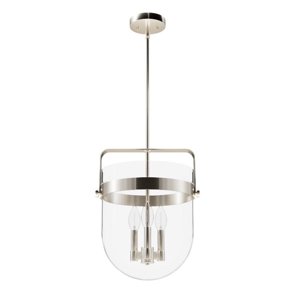 Karloff Brushed Nickel 3-Light Pendant with Clear Glass