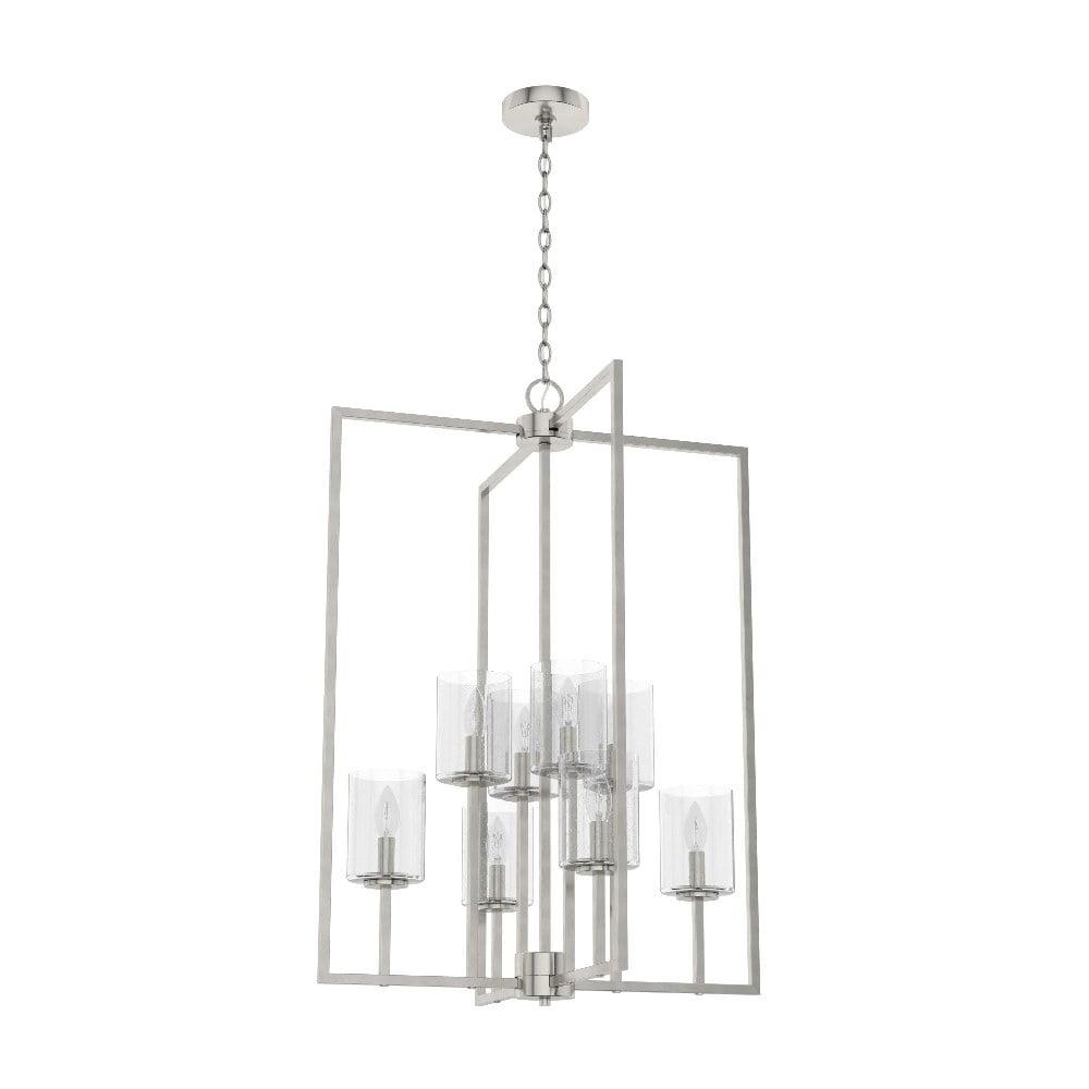 Kerrison Brushed Nickel 8-Light Seeded Glass Large Pendant