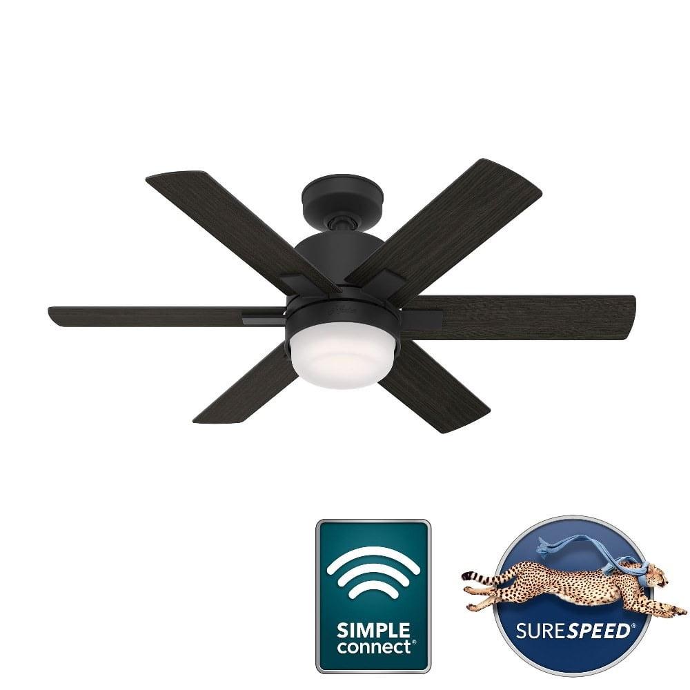 Radeon 44" Matte Black Smart Ceiling Fan with LED Light and Remote