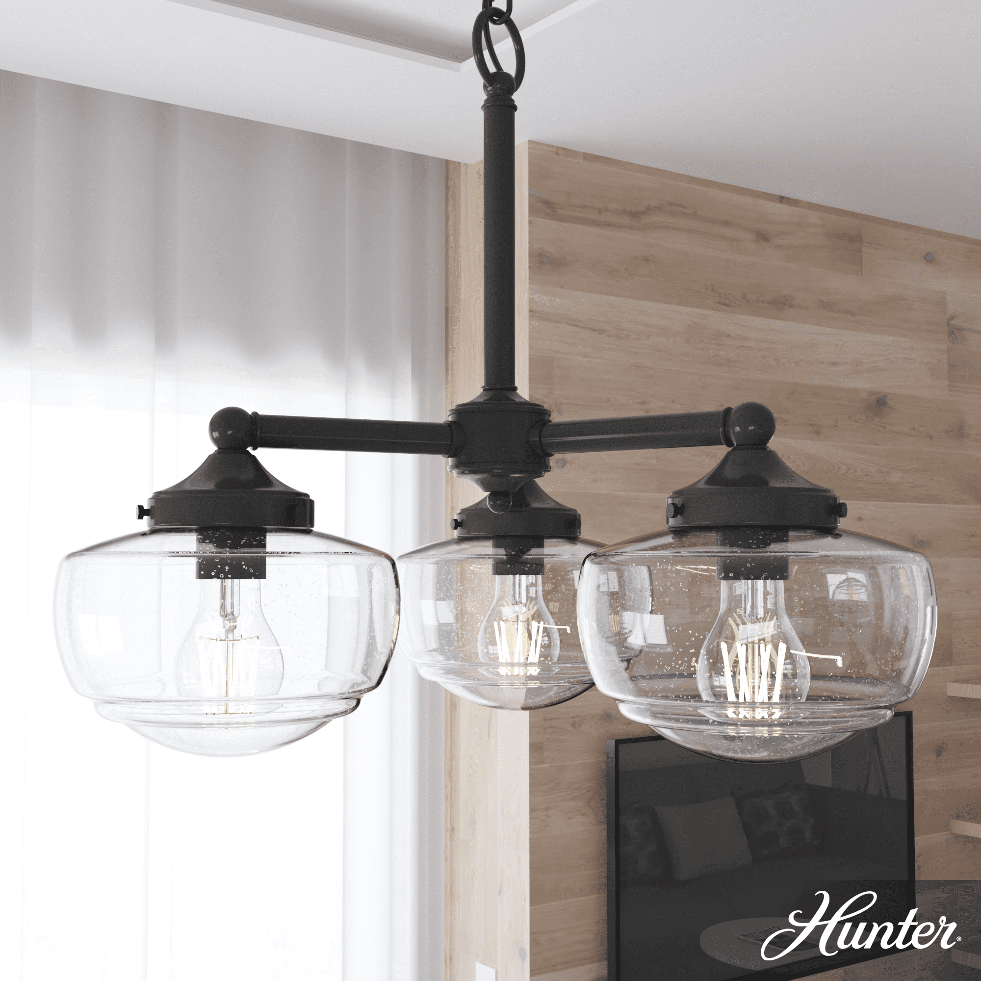 Hunter Fan Hunter Saddle Creek 3 Light Chandelier Ceiling Light Fixture