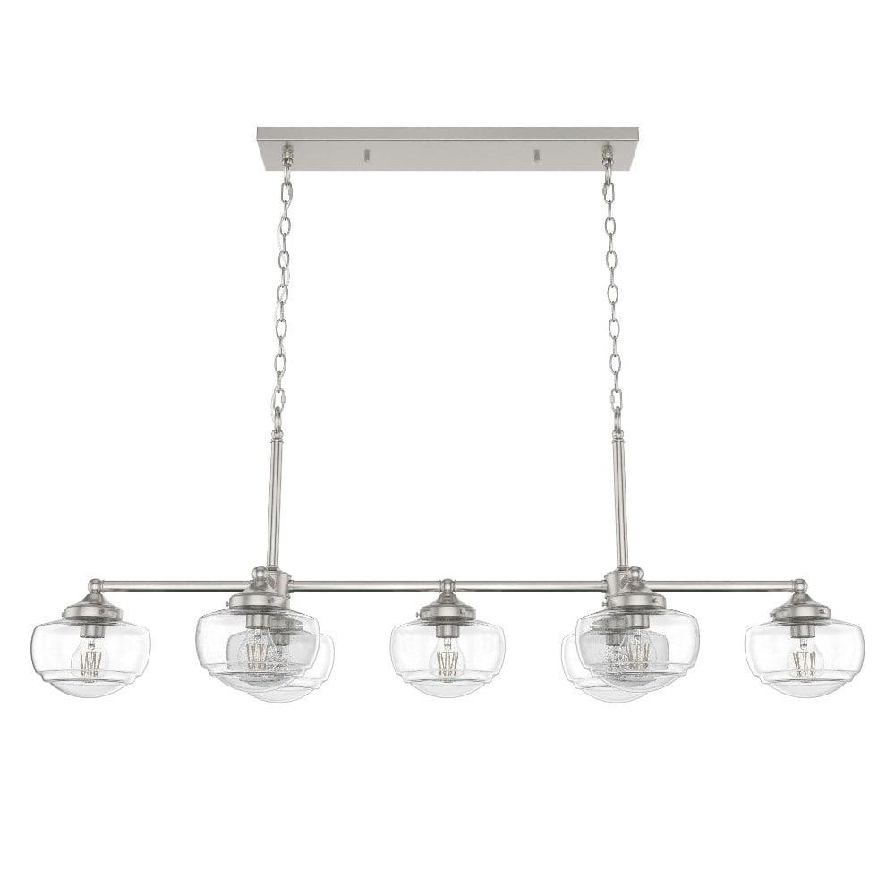 Saddle Creek Brushed Nickel 7-Light Linear Schoolhouse Chandelier