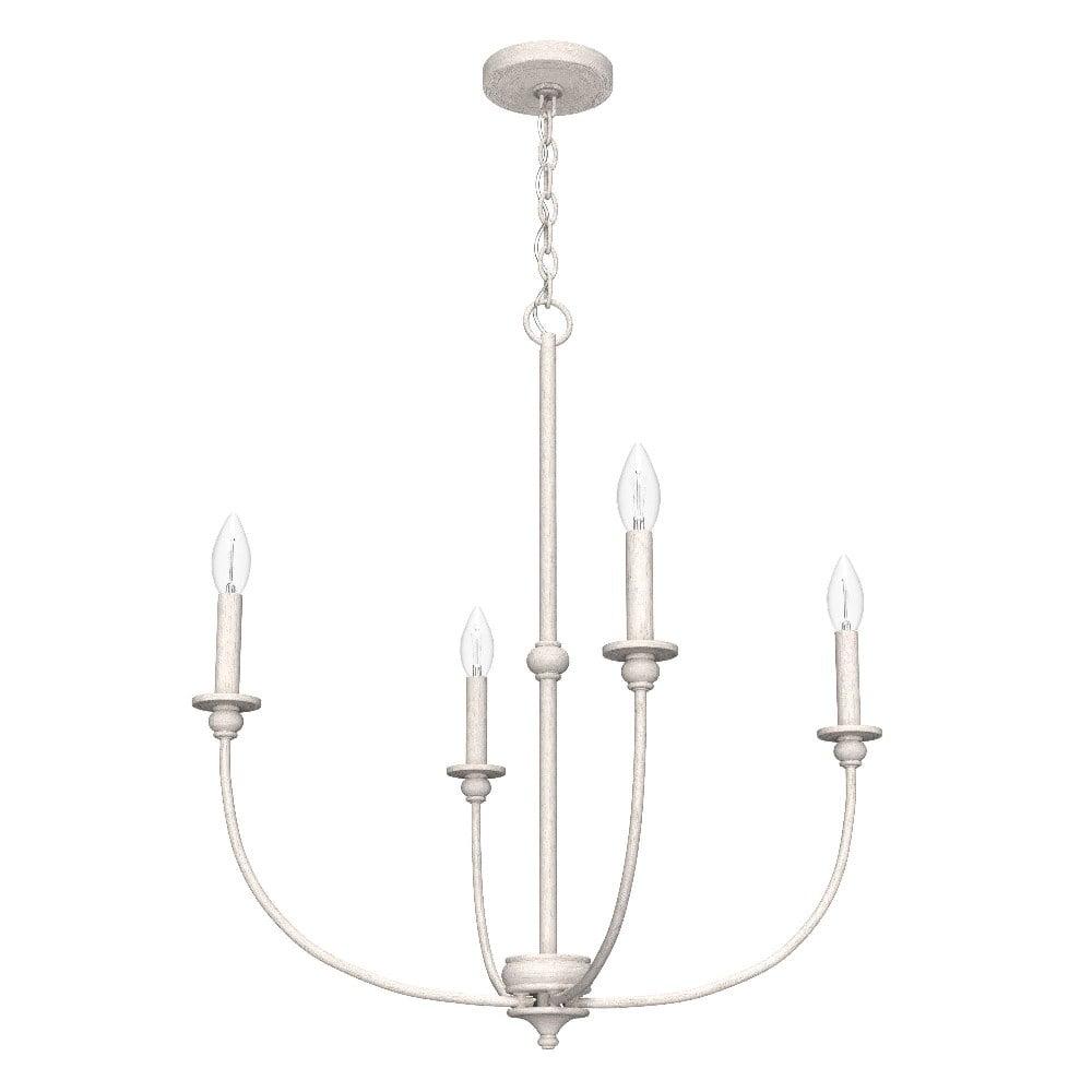 Distressed White Mini Metal 4-Light Chandelier