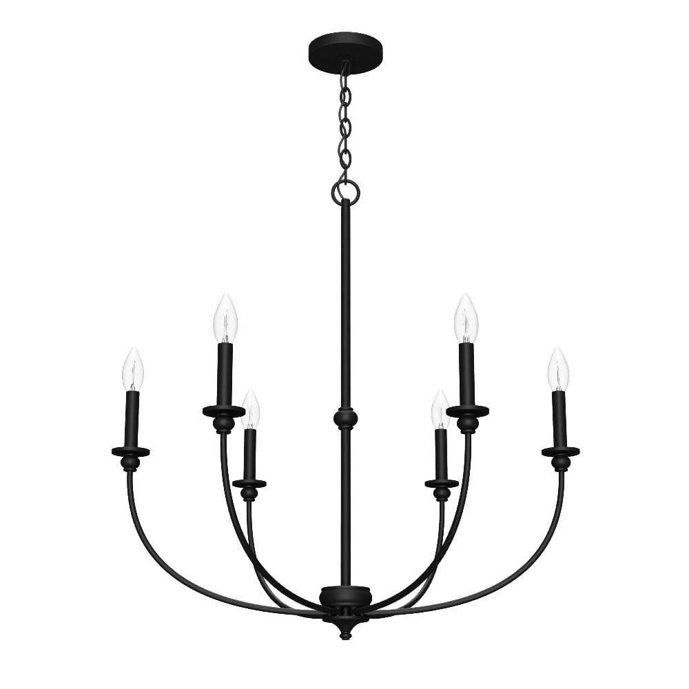 Southcrest Classic Matte Black 6-Light Candle Chandelier