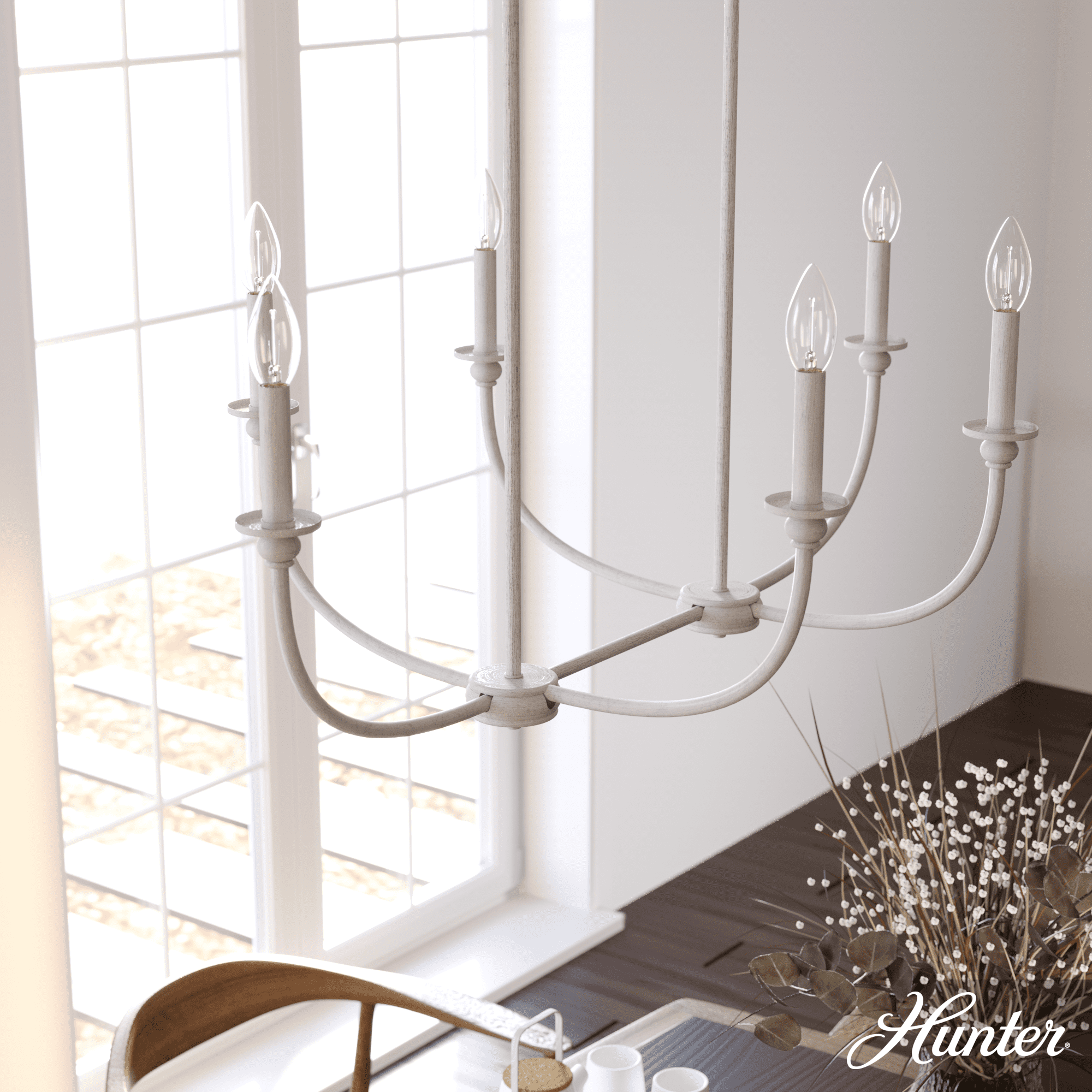 Hunter Southcrest 6 Light Linear Chandelier Ceiling Light Fixture