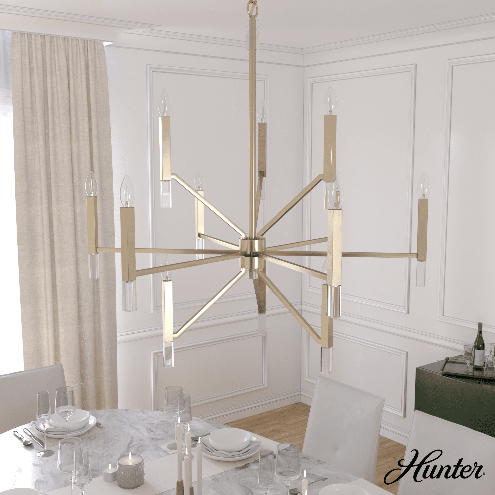 Sunjai 12 Light 3-Tier Sputnik Modern Linear Chandelier