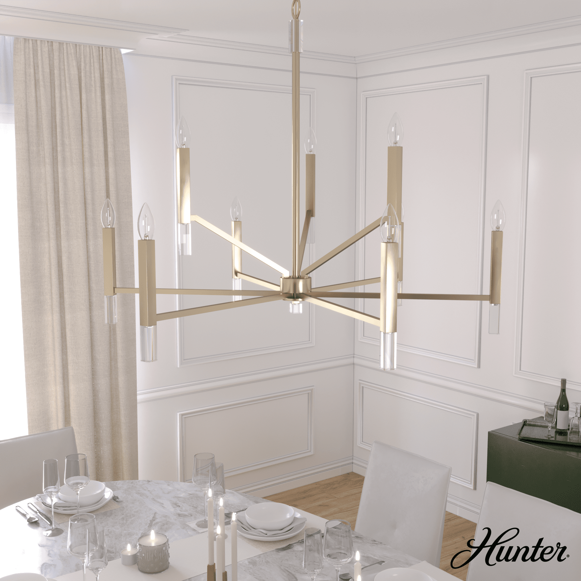 Sunjai 9 Light 2-Tier Sputnik Modern Linear Chandelier