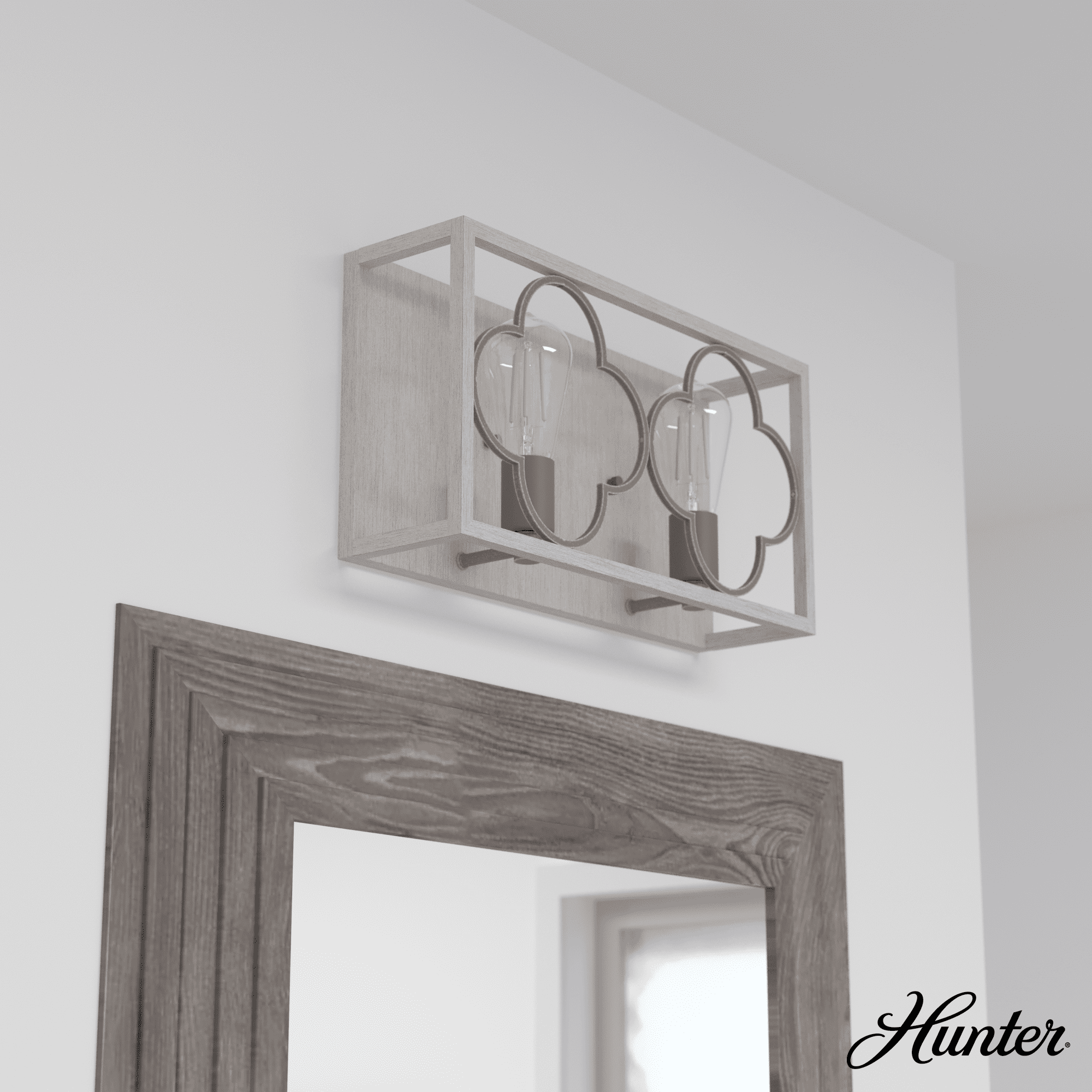 Hunter Fan Gablecrest 2 Light Flush Mount Bathroom Vanity Light Fixture