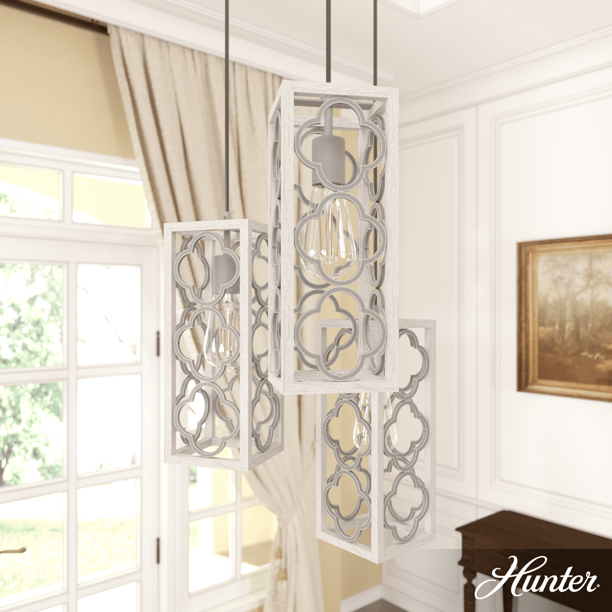 Hunter Fan Gablecrest 3 Light Rectangle Cluster Pendant
