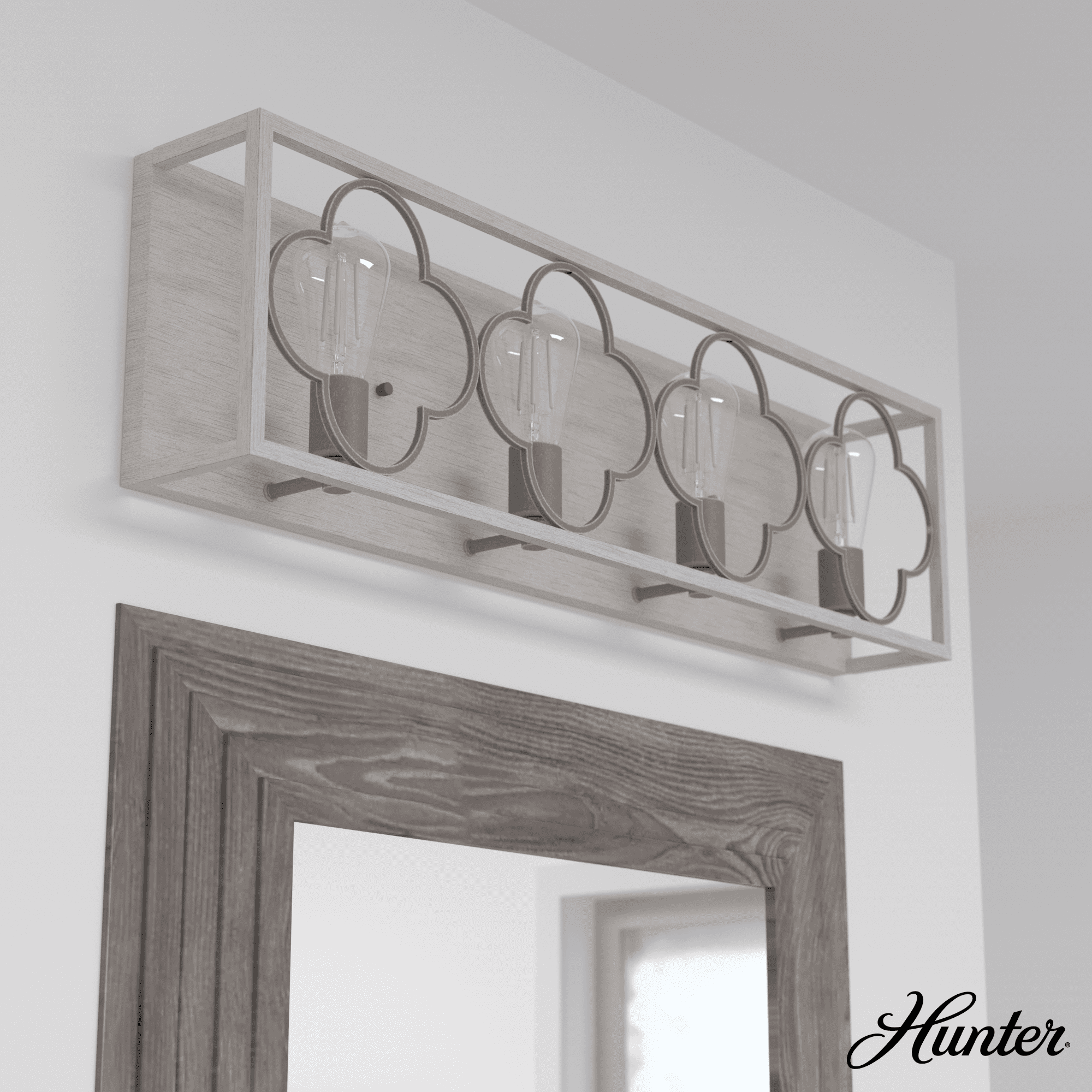 Hunter Fan Gablecrest 4 Light  Flush Mount Bathroom Vanity Wall Light Fixture