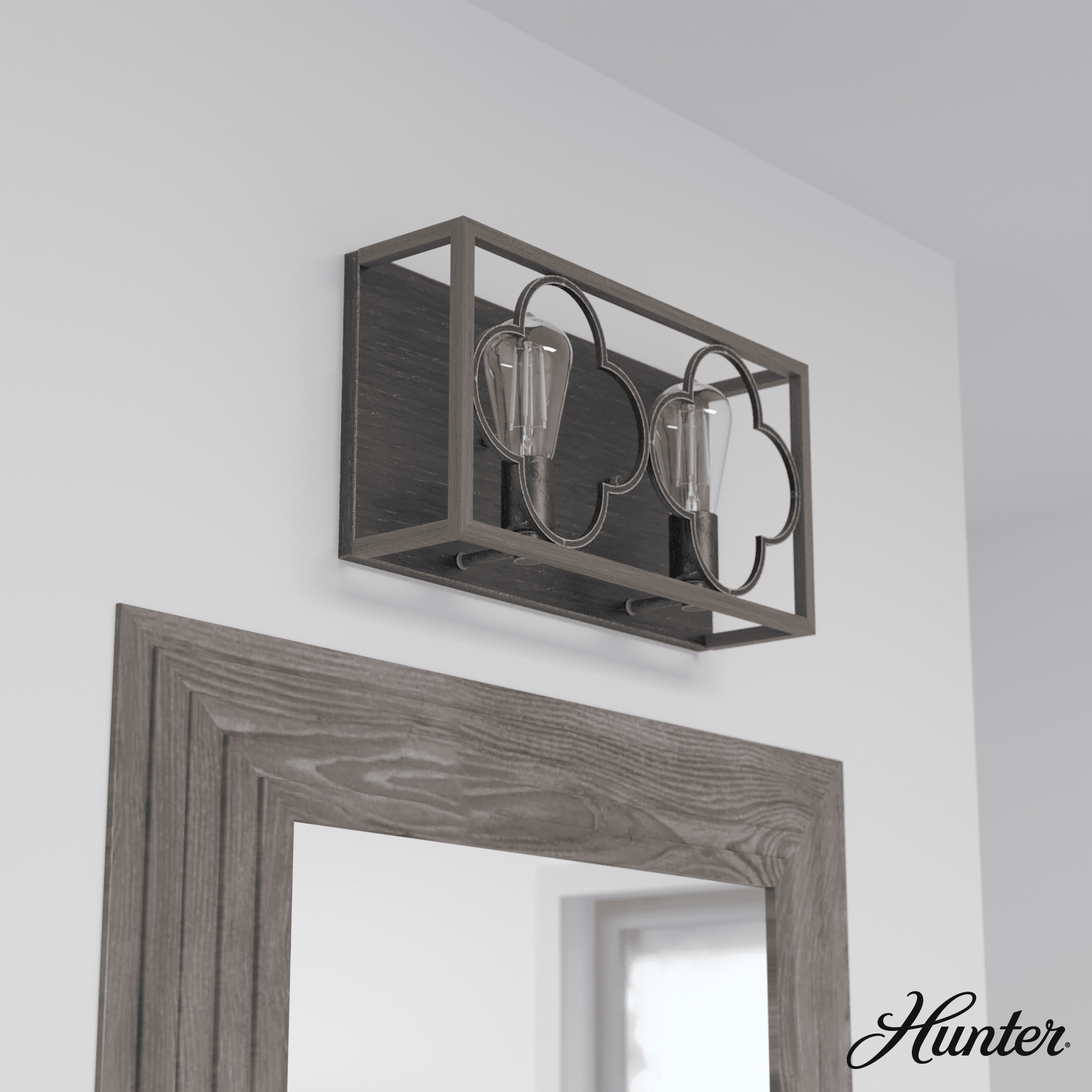 Hunter Fan Gablecrest 2 Light Flush Mount Bathroom Vanity Light Fixture