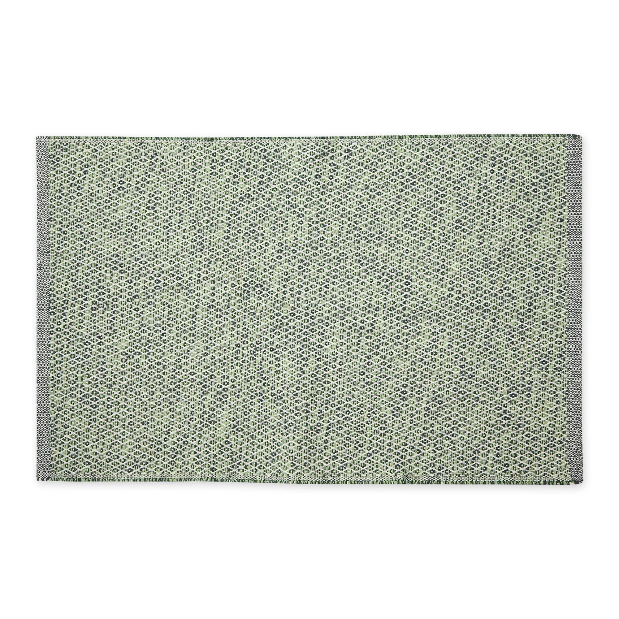 Hunter Green Diamond Handwoven Fabric. Recycled Yarn Rug 2x3 Ft