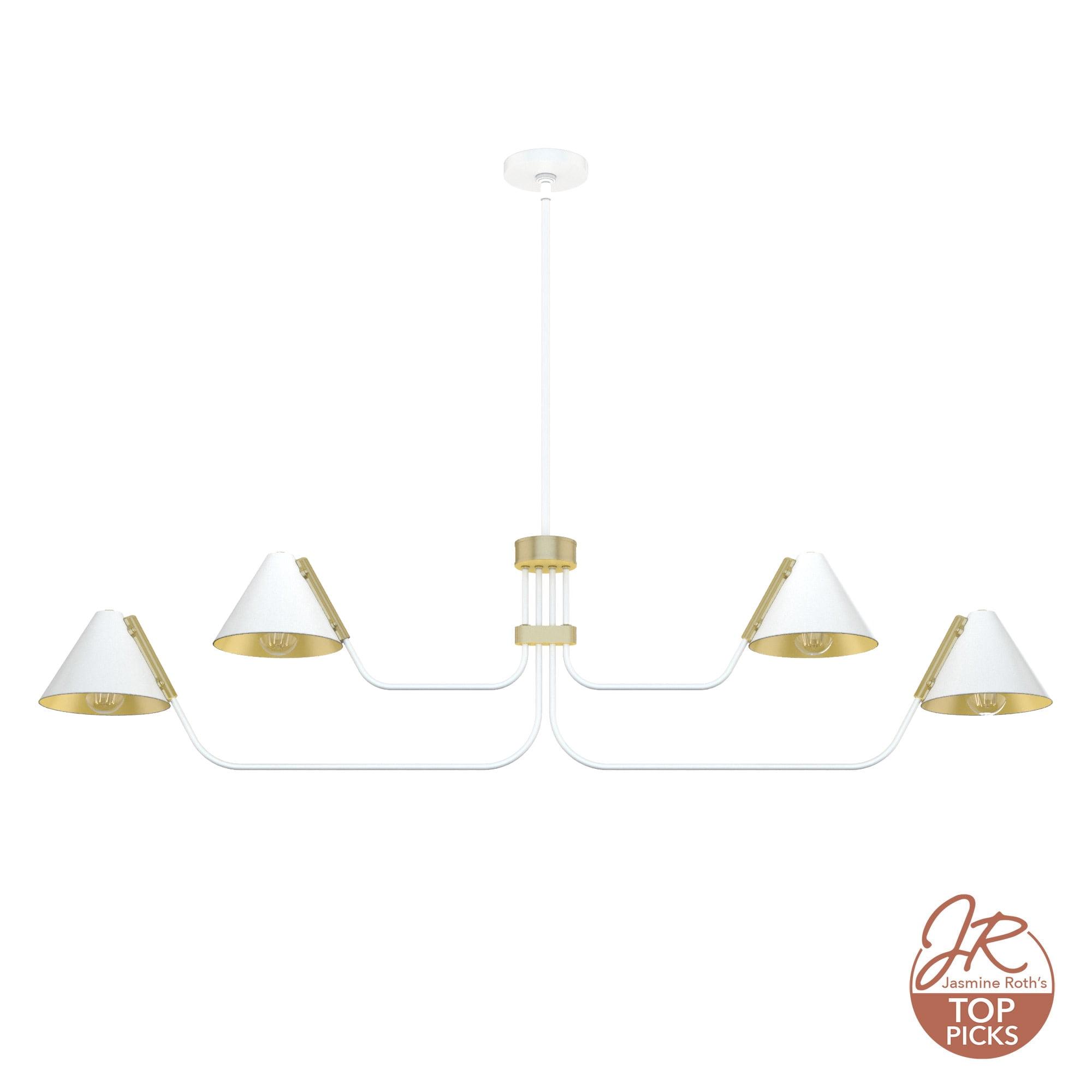 Matte White Mid-Century Inspired 4-Light Geometric Chandelier