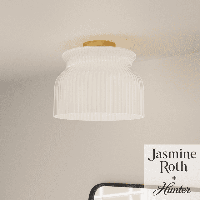 Hunter - Harlowe 1-light Luxe Gold, Large Flush Mount Light, Dimmable, Modern Style, Urn Shaped, for Bedrooms, Kitchens, Dining, Living Rooms - 13181