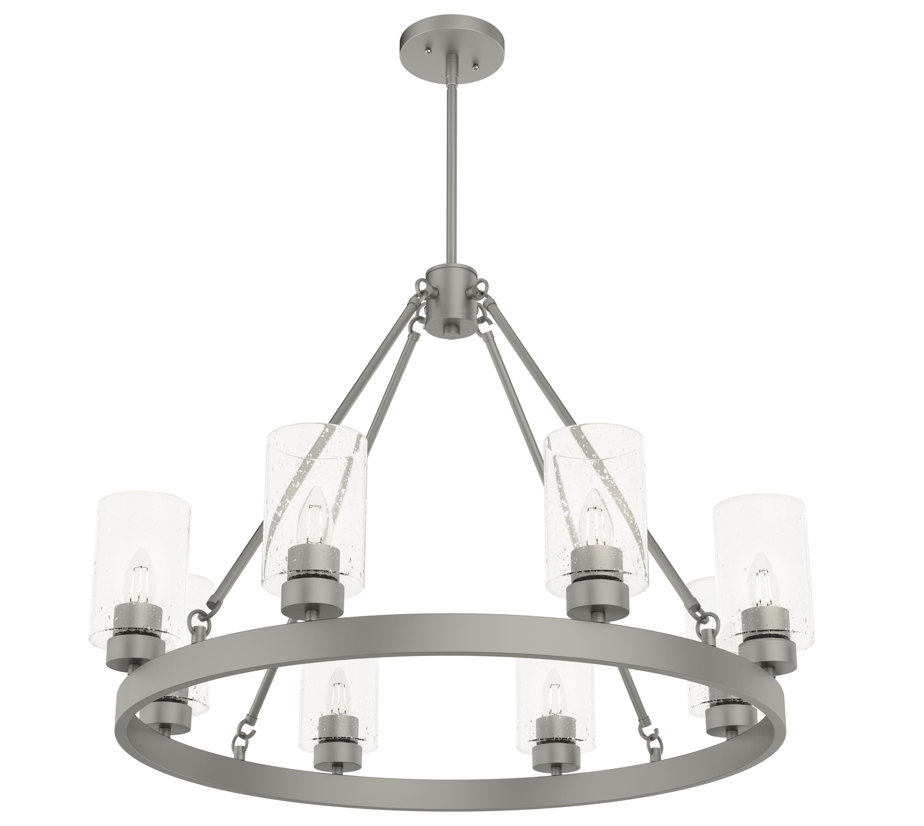 Hartland Matte Silver 8-Light Seeded Glass Candle Chandelier