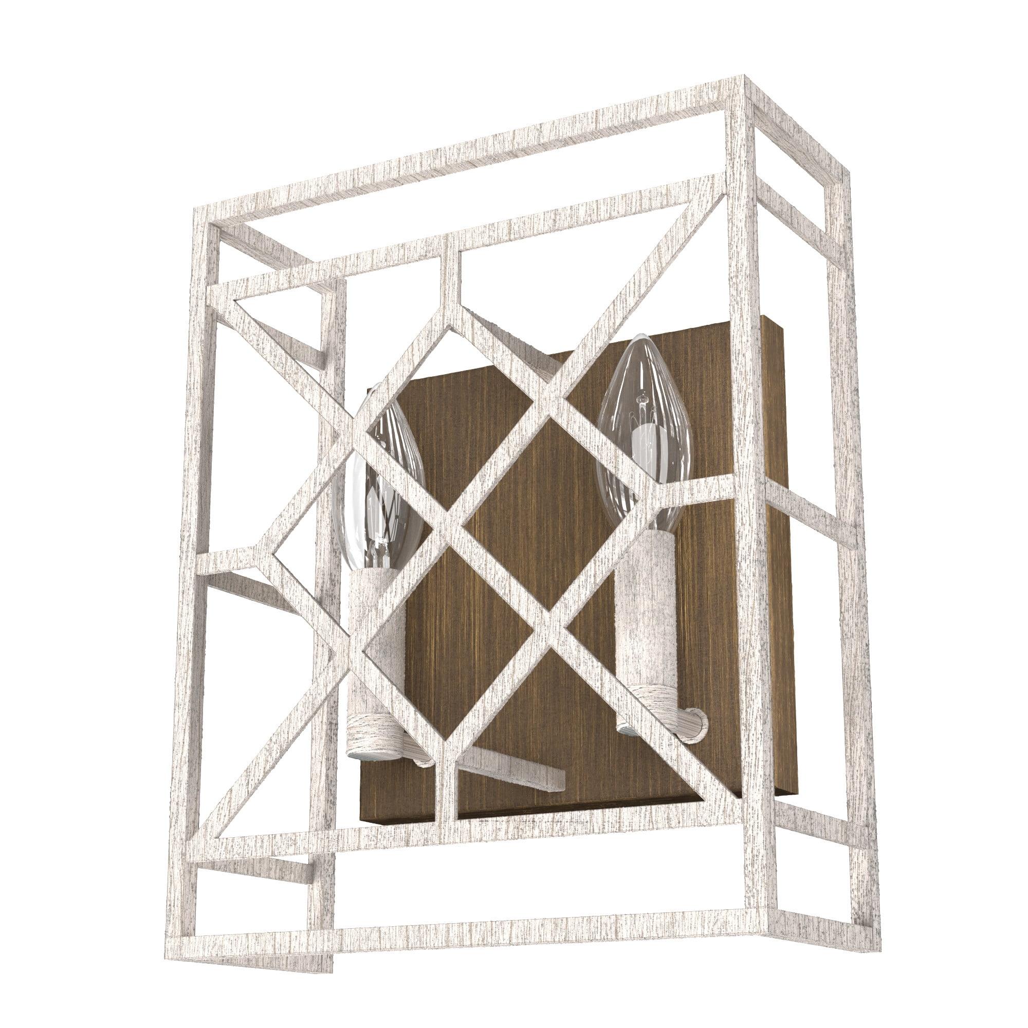 Langwood Distressed White Lattice 2-Light Wall Sconce