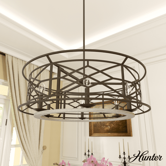 Hunter Fan Langwood 6 - Light Unique / Statement Drum Chandelier