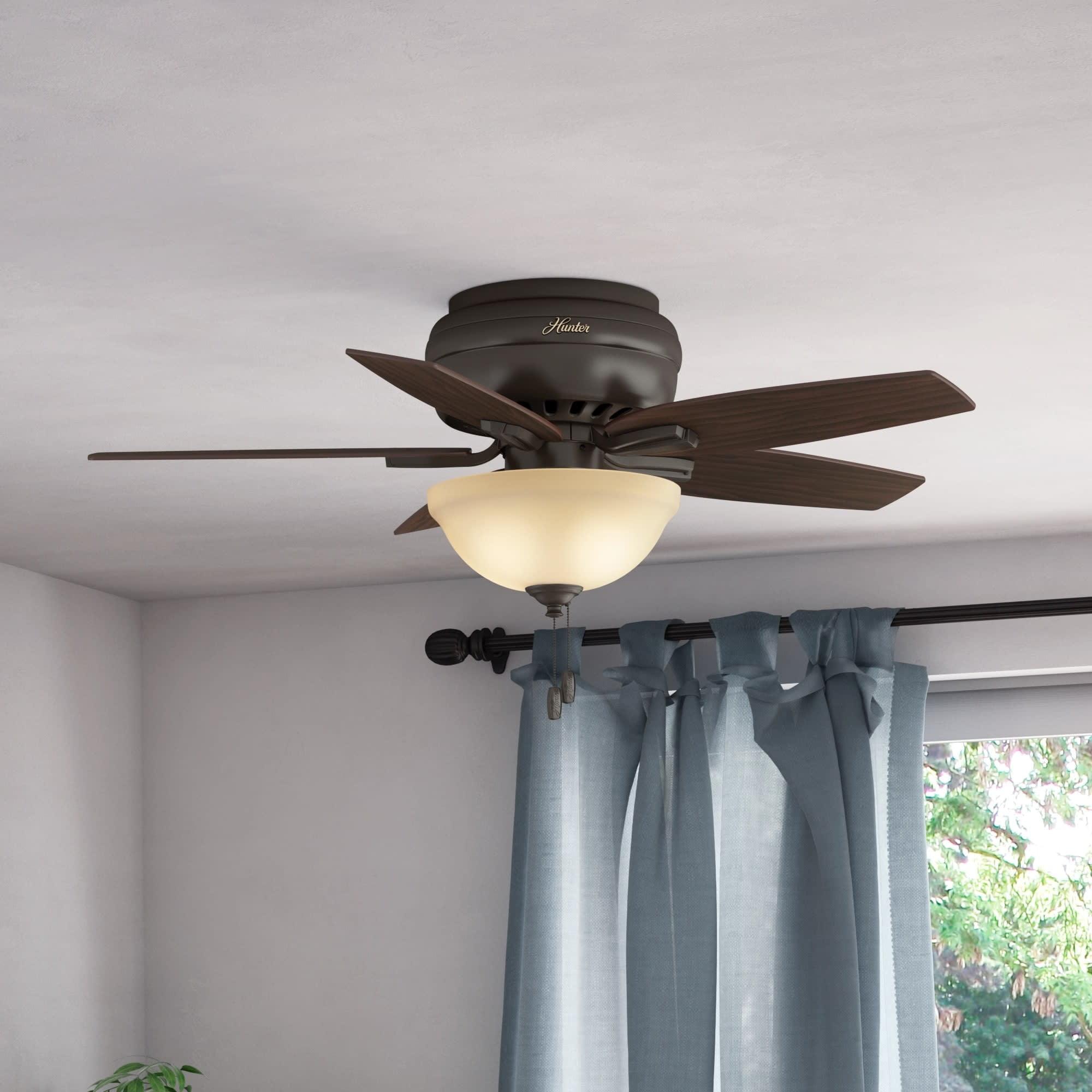 Hunter Fan Newsome 42" 5 - Blade Traditional Flush Mount Indoor Ceiling Fan with Lights and Pull Chains