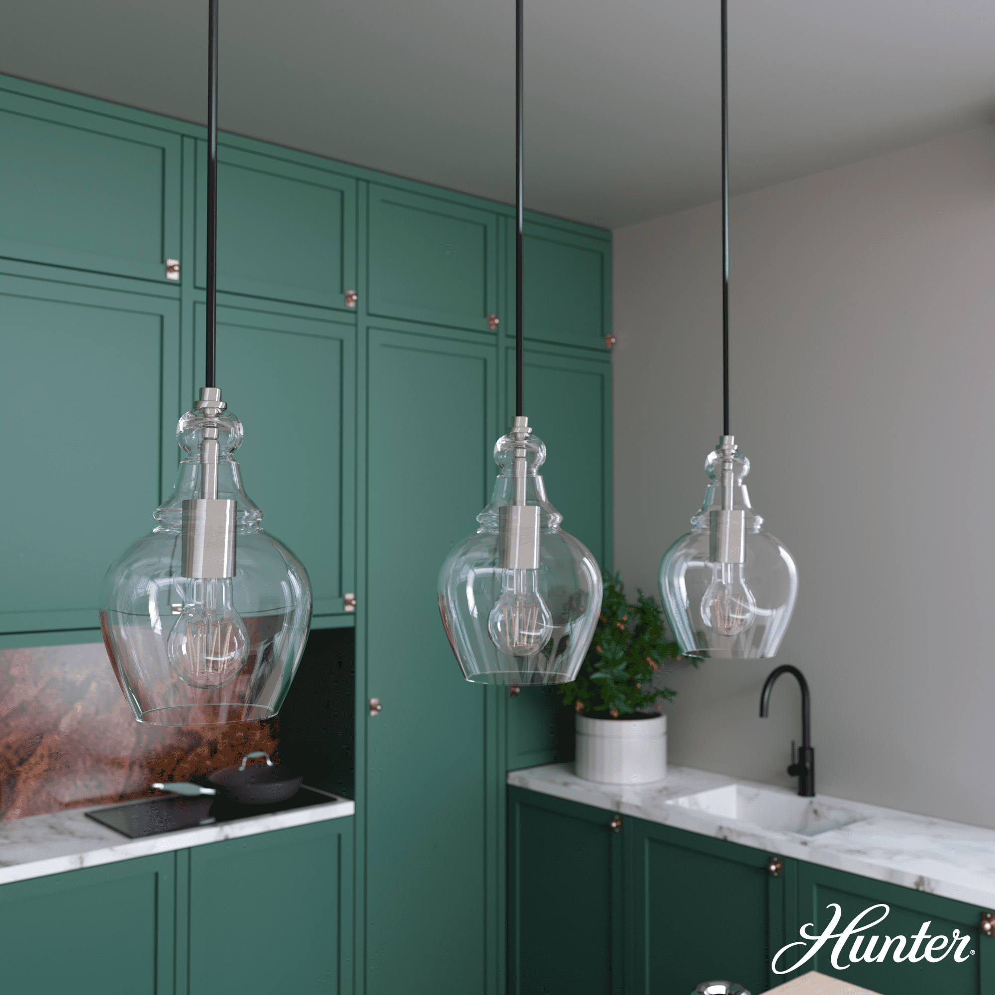Hunter Fan Maple Park 3 Light Linear Bell Pendant