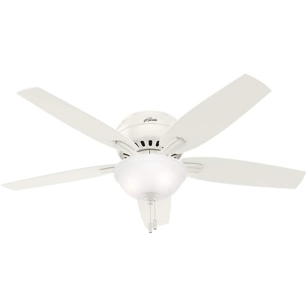 52" White Low Profile Ceiling Fan with LED Light