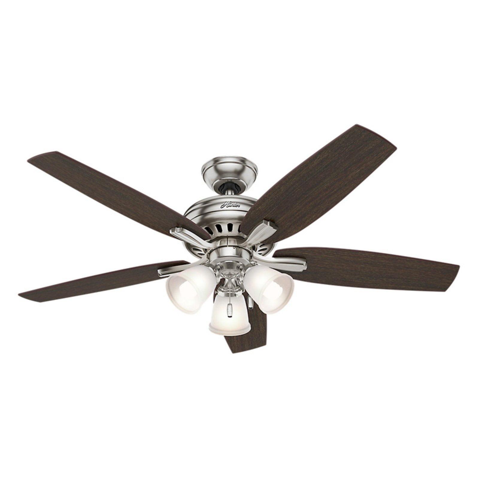 Newsome 52" Brushed Nickel Ceiling Fan with LED Light and WhisperWind Motor