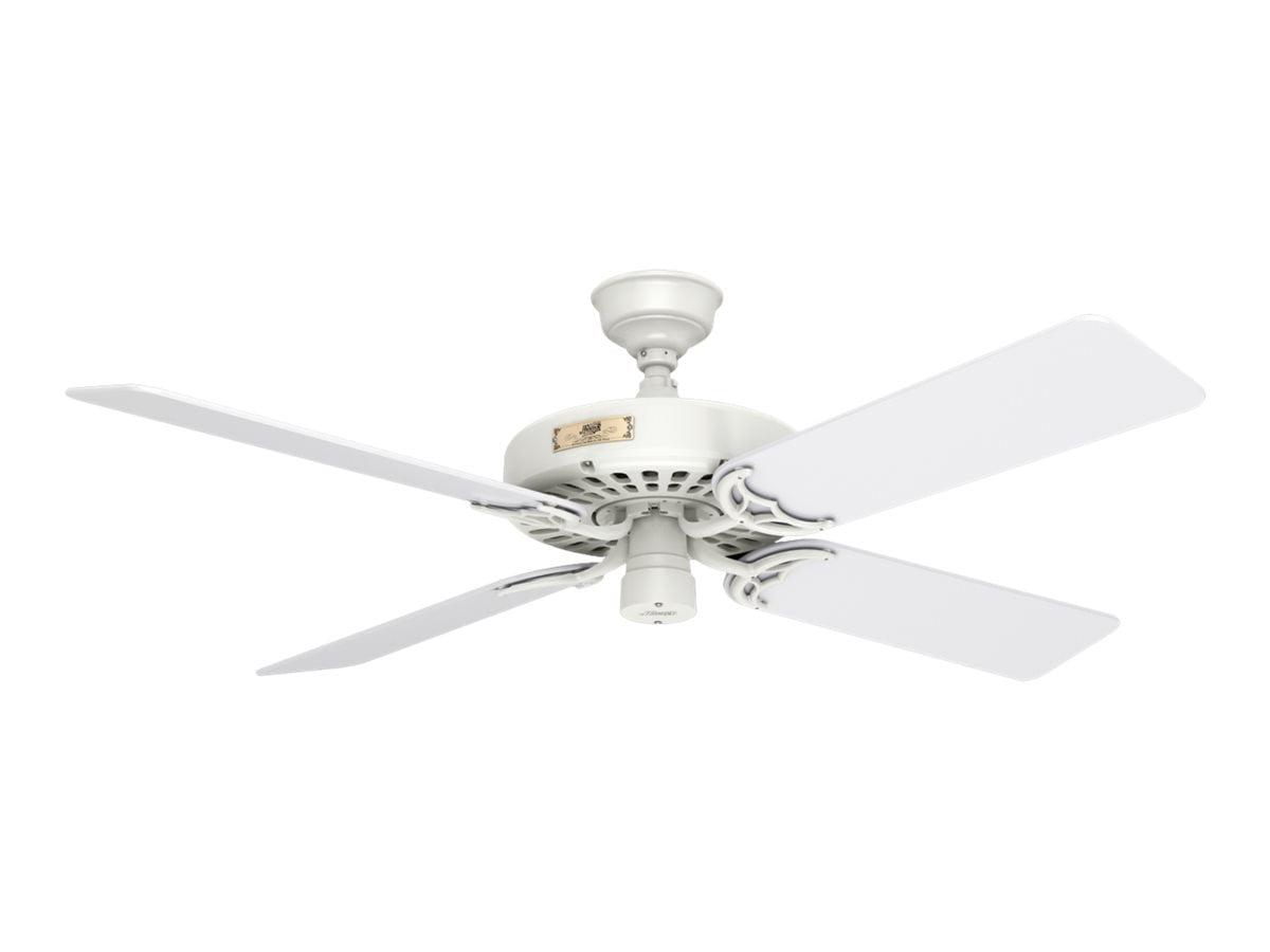 52" White Outdoor Ceiling Fan with Light and Reversible Blades