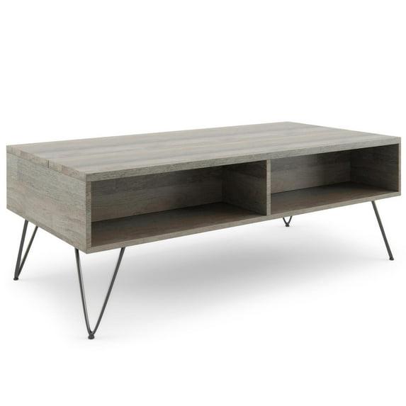 Hunter 48"W Solid Wood Industrial Lift Top Coffee Table with Hidden Storage and Metal Hairpin Legs