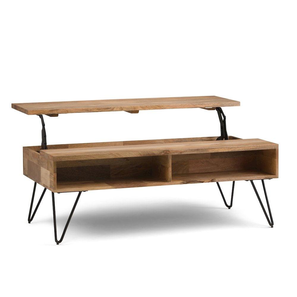 Hunter Industrial Natural Mango Wood 48" Lift-Top Coffee Table with Storage