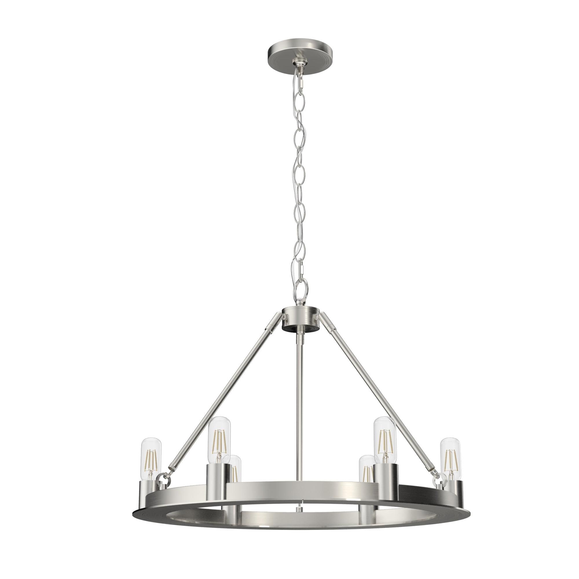 Brushed Nickel 24" Round Drum Chandelier