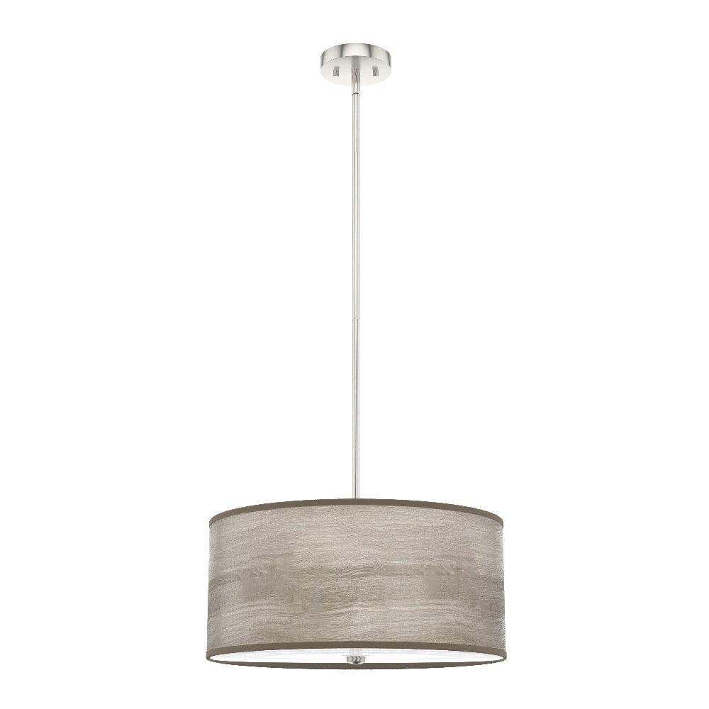 Light Grey Oak and Brushed Nickel Drum Pendant Light