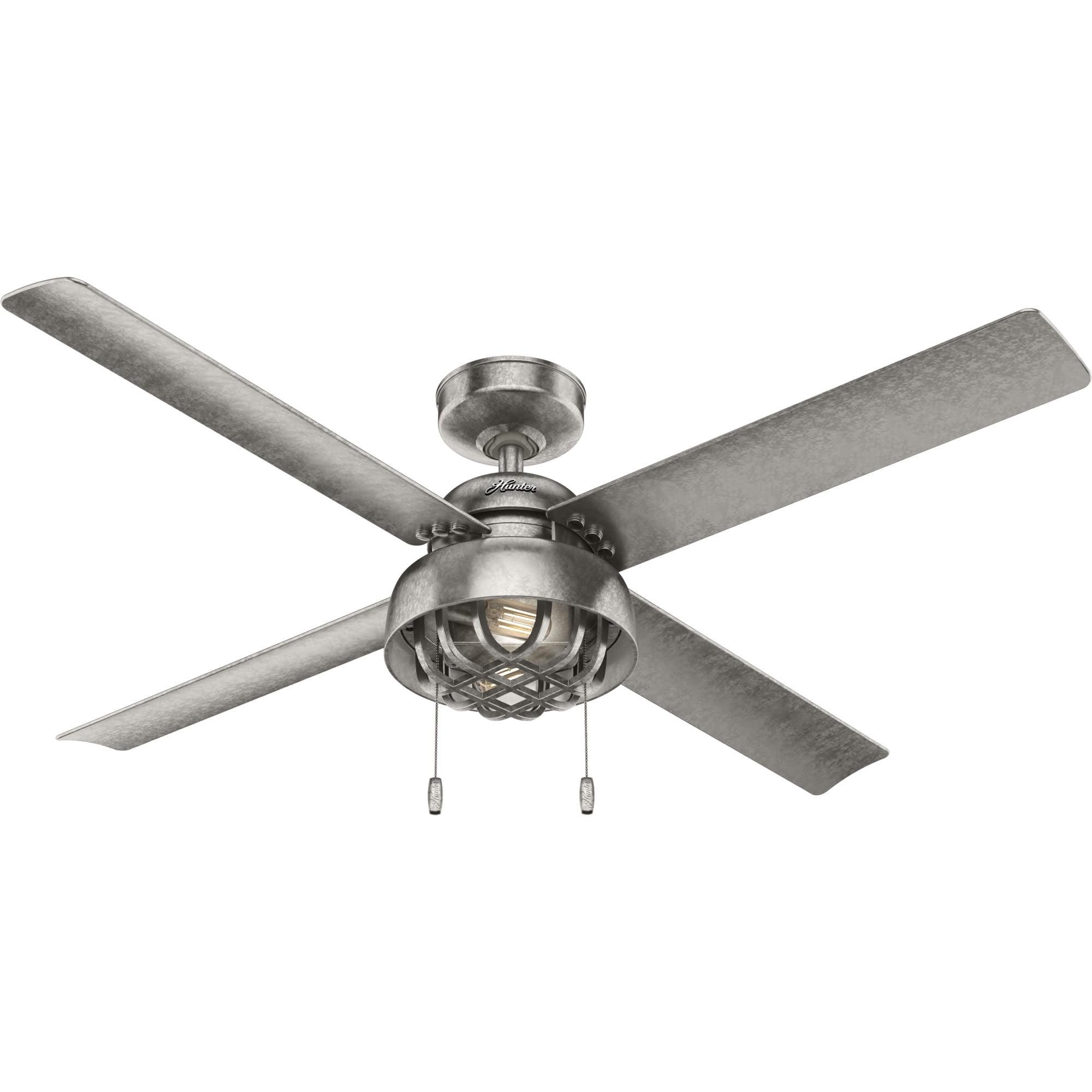 52" Spring Mill 4 - Blade Damp Rated Ceiling Fan With LED Light Kit And Pull Chain