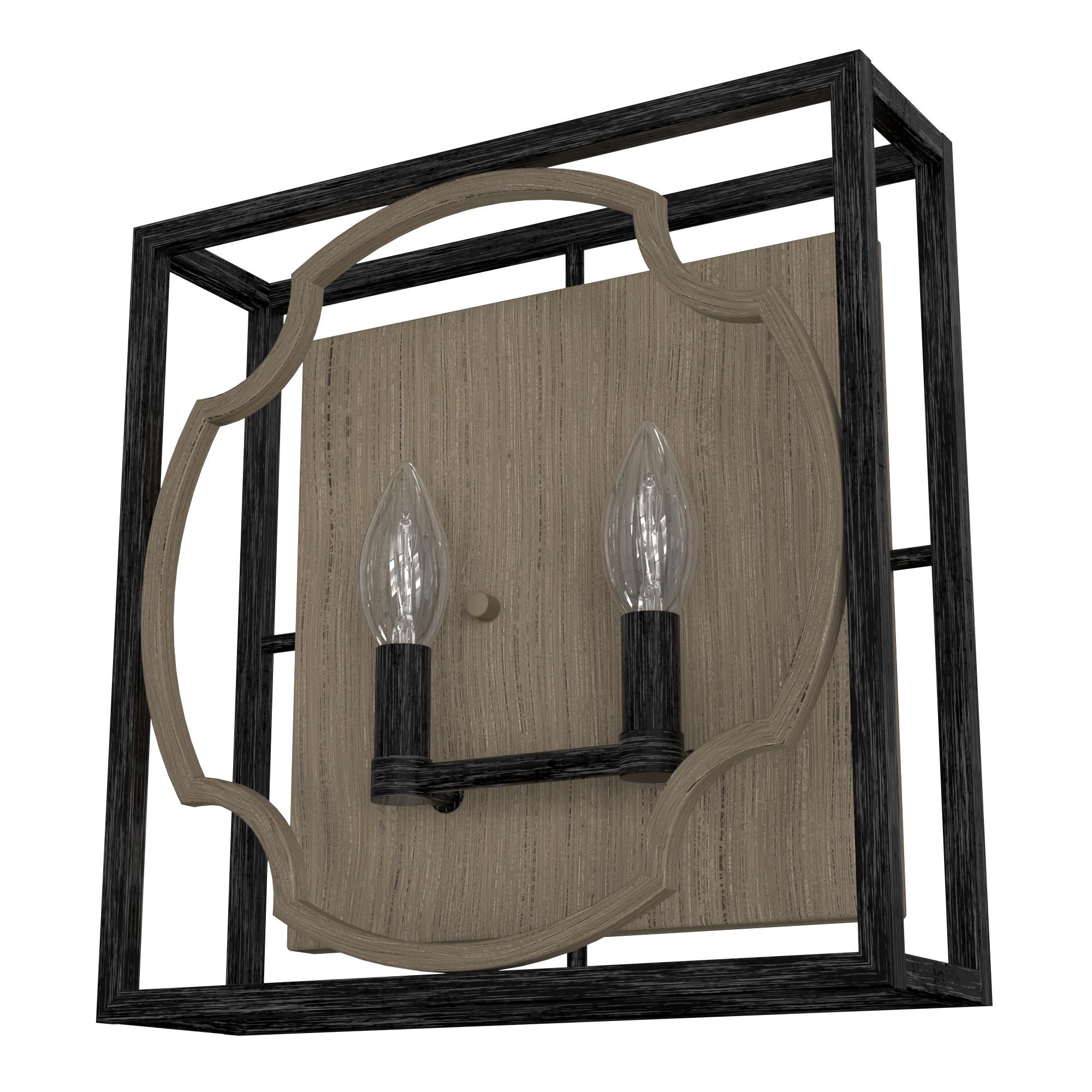 Stone Creek Rustic Black Iron 2-Light Dimmable Wall Sconce