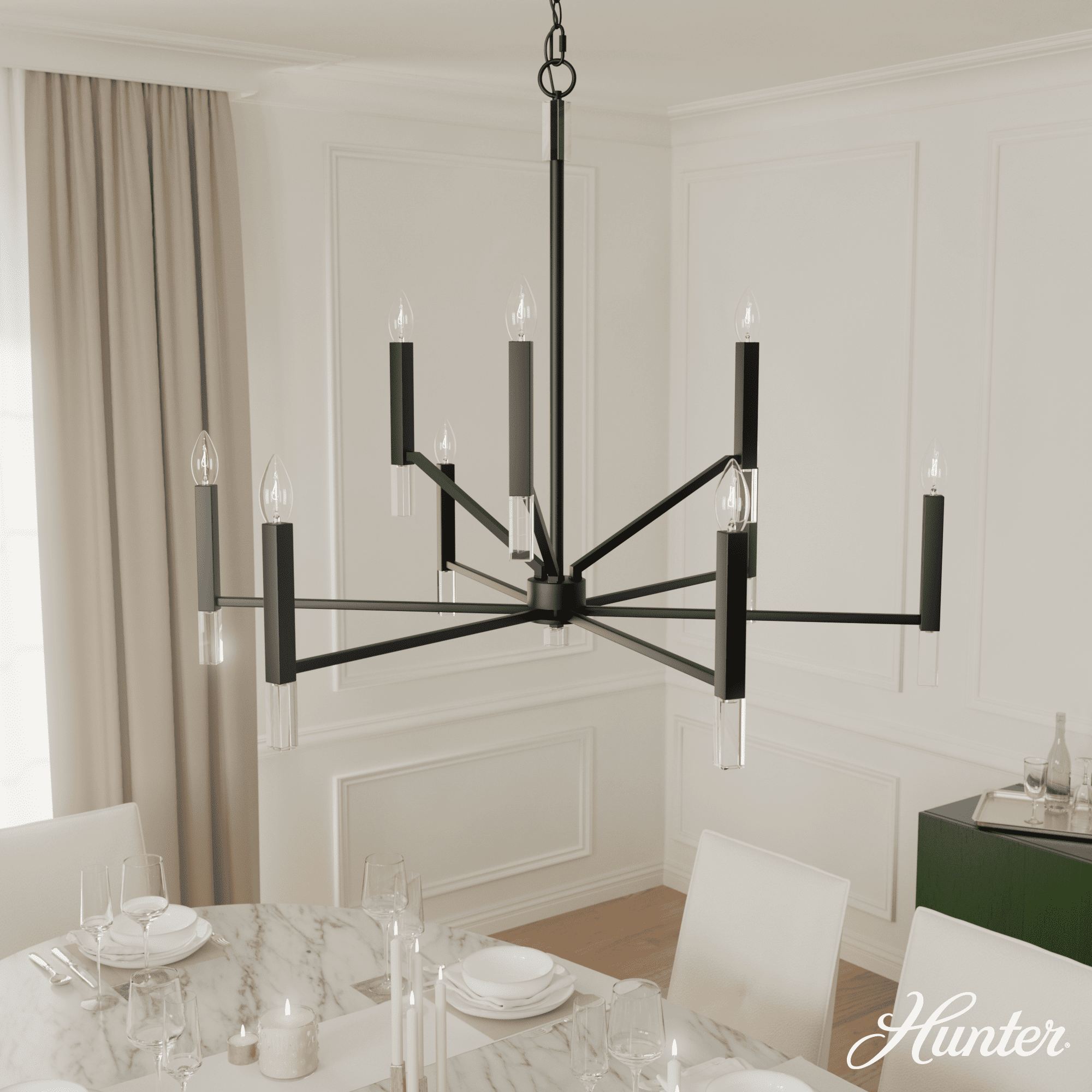 Sunjai 9 Light 2-Tier Sputnik Modern Linear Chandelier