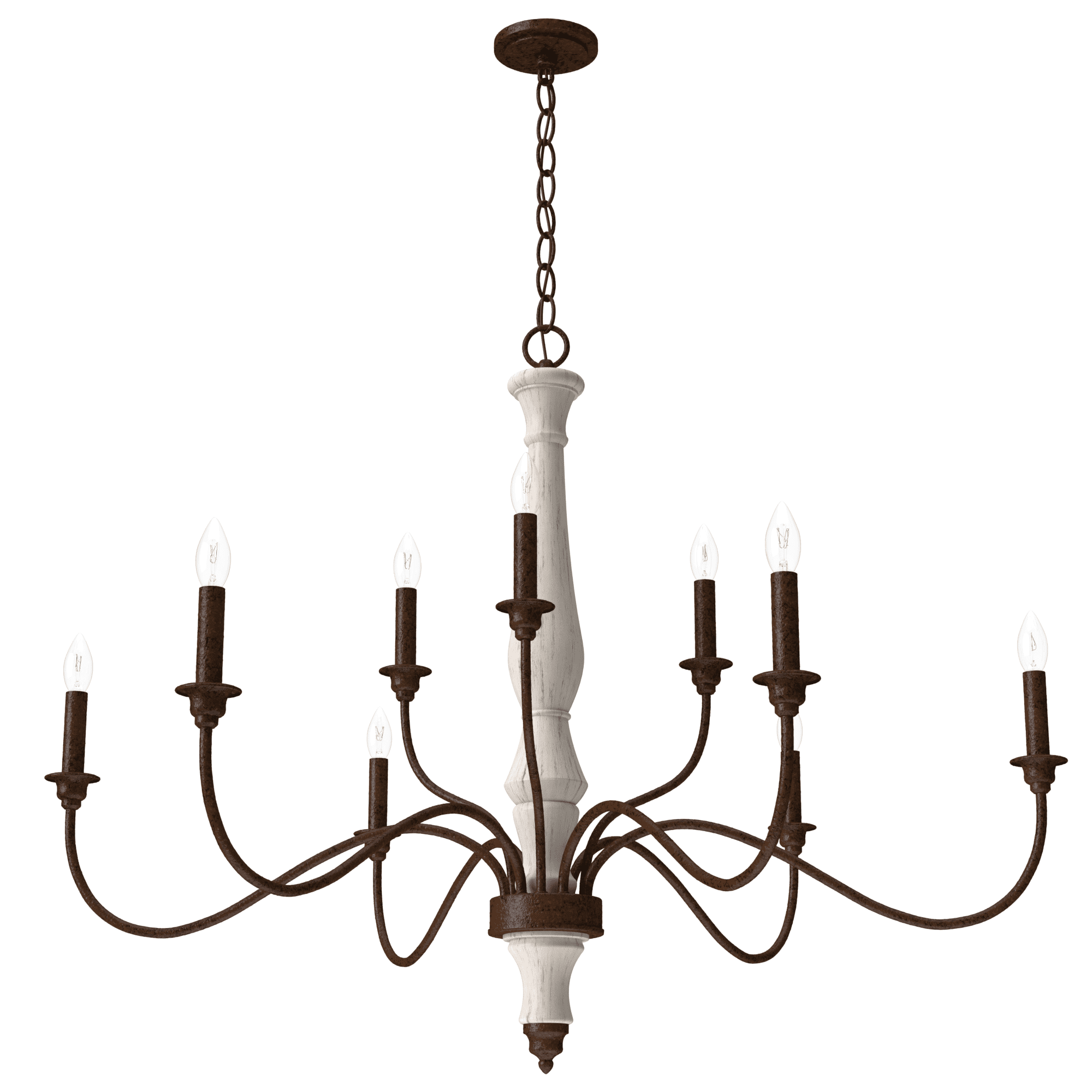 Distressed White 9-Light Tiered Candle Chandelier