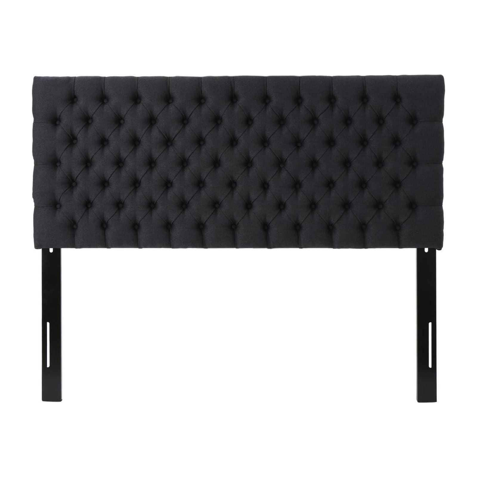 GDFStudio Brunet Contemporary Tufted Adjustable Upholstered Queen Headboard, Dark Charcoal/Fabric