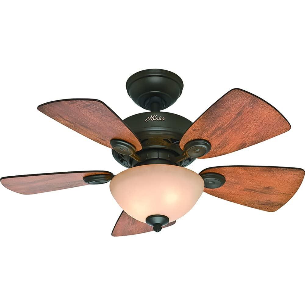 WhisperWind 34" New Bronze Ceiling Fan with Walnut Blades and LED Lights